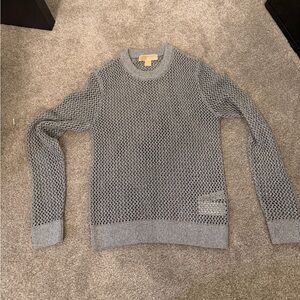 Michael Kors Mesh Knit Gray Crewneck Sweater